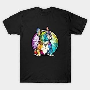 French Bulldog Dog Animal Portrait Stained Glass Wildlife Outdoors Adventure T-Shirt